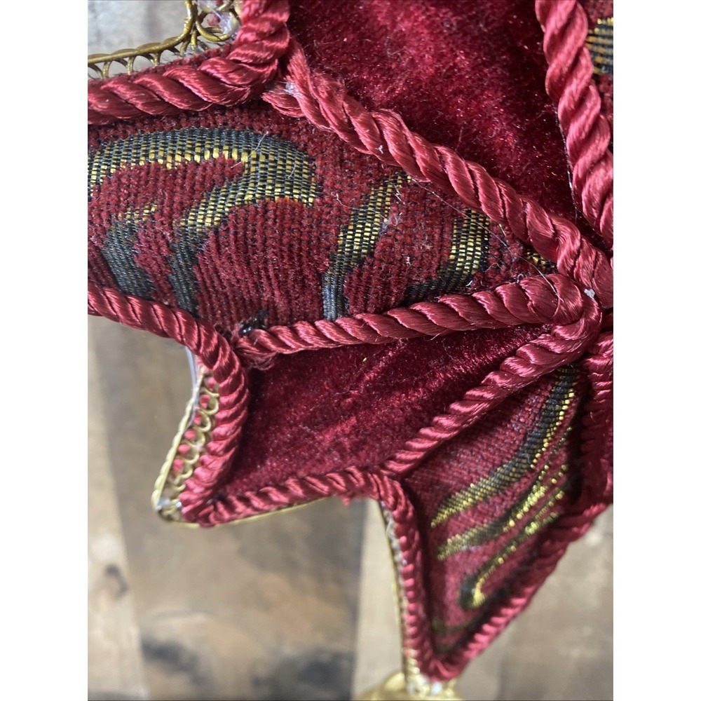 Vintage Kurt Adler 8-Point Star Christmas Tree Topper Red Velvet Gold Cord 12" - Picture 6 of 16